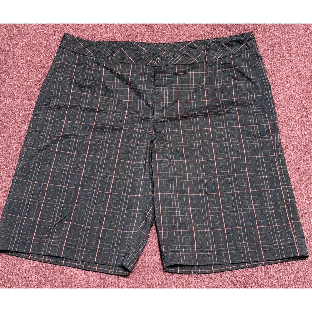 FILA Golf Plaid Shorts Men 40 Black Red Stretch Preppy Y2K Casual Cali Vibe EUC